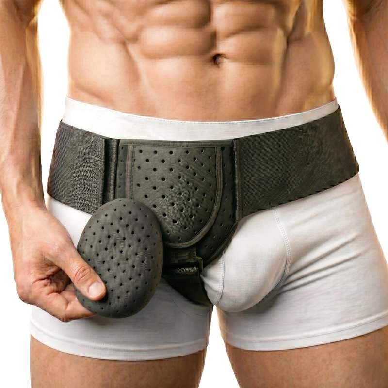 BLITZU Inguinal Hernia Support Belt for Men & Women, Adjustable Left or Right Side Hernia Truss with Removable Compression Pad, Slim Groin Support Belt for Everyday Wear Black S-M