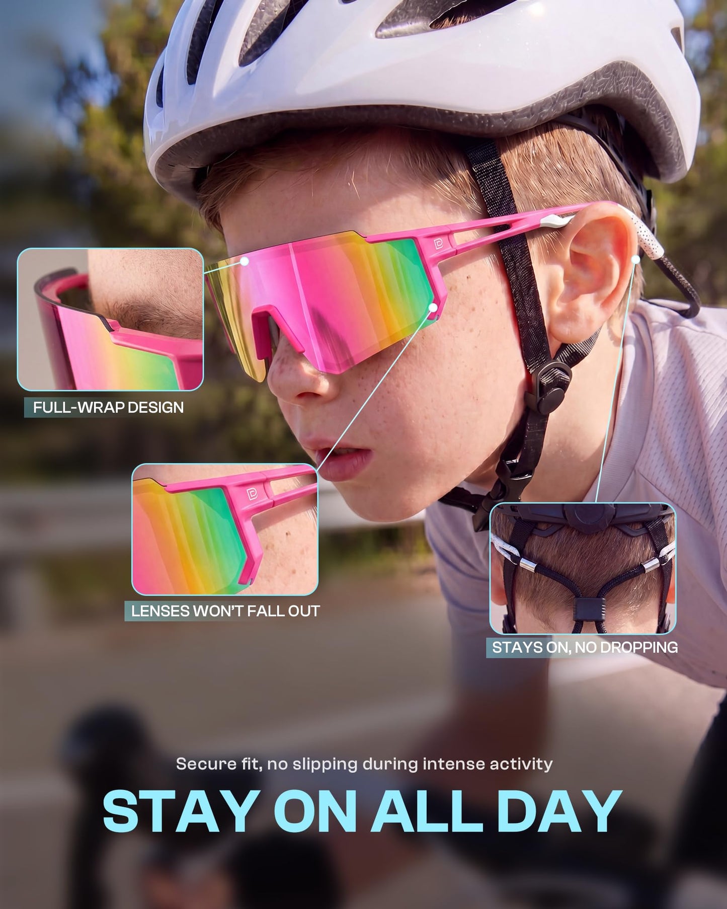 DUCO Kids Baseball Sunglasses for Boys Girls Age 6-16, Polarized