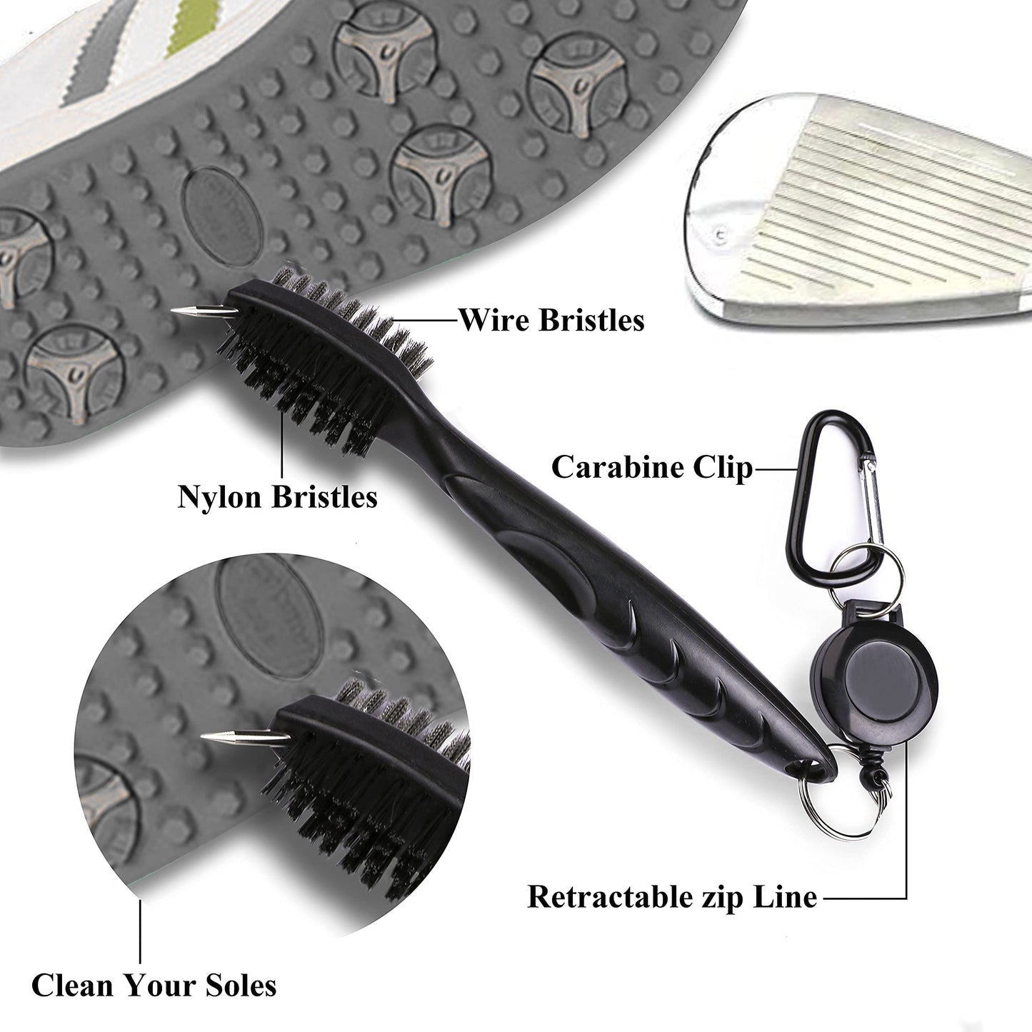 VIVIDLY Microfiber Waffle Pattern Tri-fold Golf Towel Set | Golf Club Brush| Golf Divot Tool