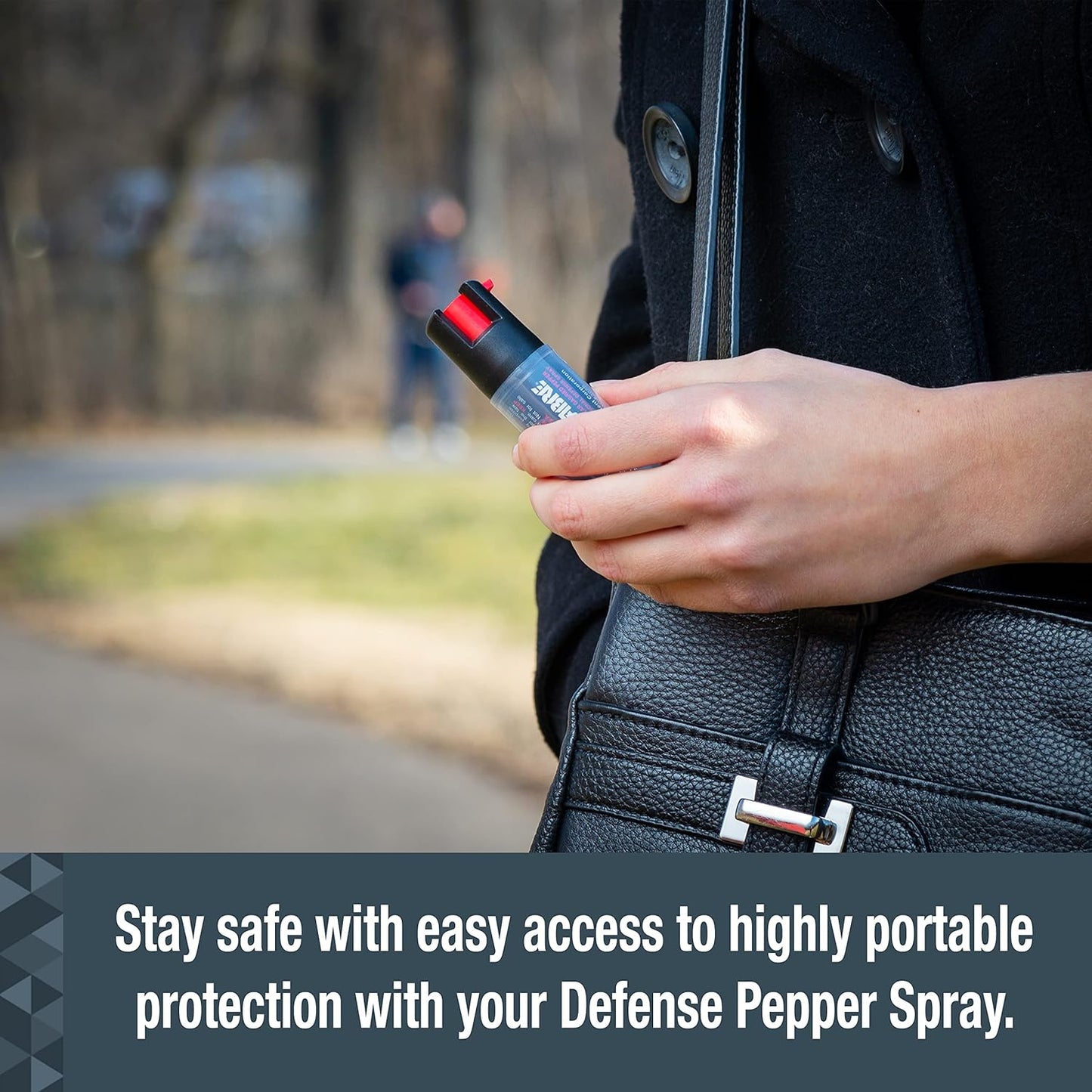 SABRE Defense Spray - 3-in-1 Formula With Pepper Spray, CS Tear Gas & UV Dye | 25 Bursts, 10-Foot Range, Black