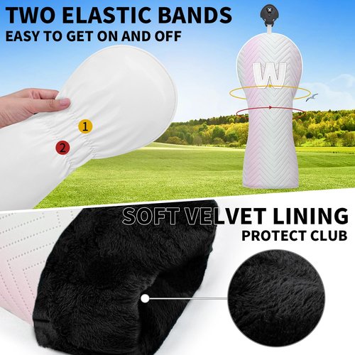 Golf Head Cover Golf Club Rainbow Color PU Headcovers Set Fits Driver Fairway Wood Hybrid Utility Putter Iron Wedge Headcover.