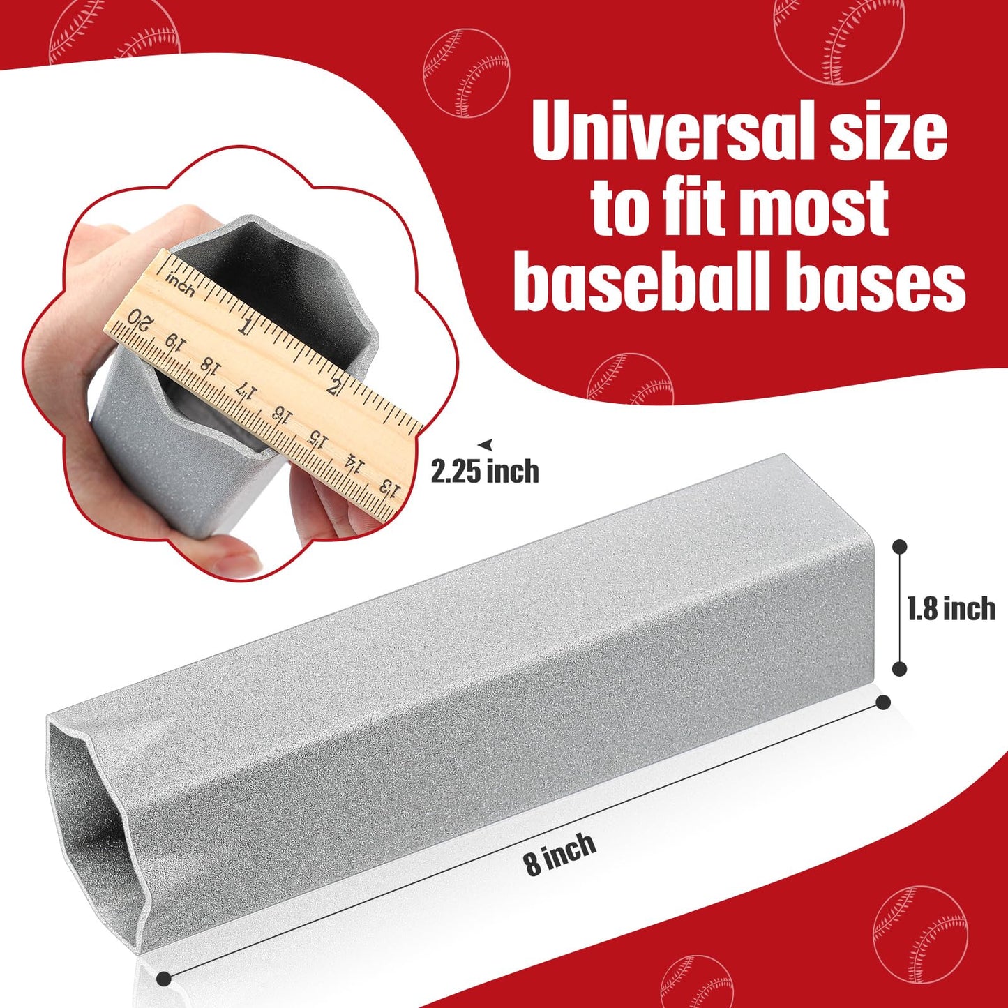 Yaocom 6 Pcs Crimped Style Baseball Ground Anchors 1.8 x 8 Inch Suitable for Standard/Official Size Baseball Base, Silver