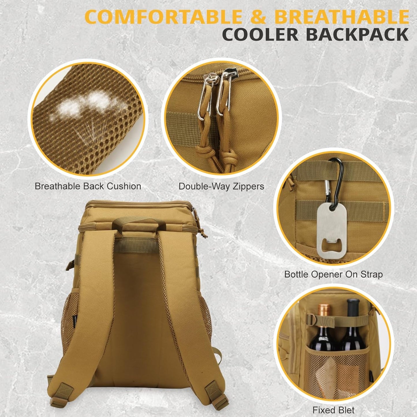 Skiennix Tactical Backpack Cooler - 25L Insulated Leak-Proof Design | Waterproof Ice Chest for Camping & Hiking