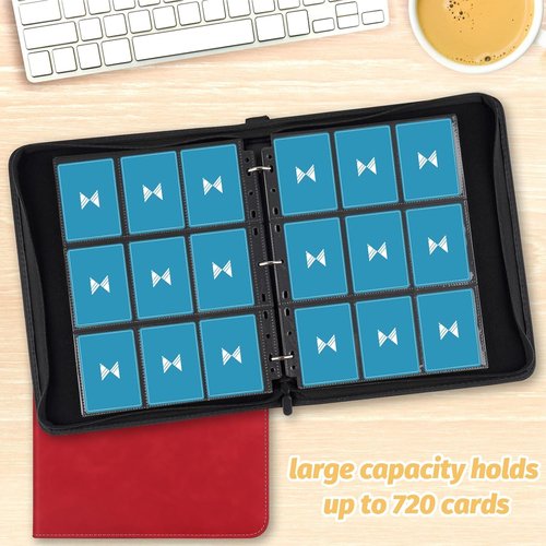 GERMUN 720 Card Binder - Premium 9 Pocket Trading Card Album for MTG, TCG & Sports Cards (Red)