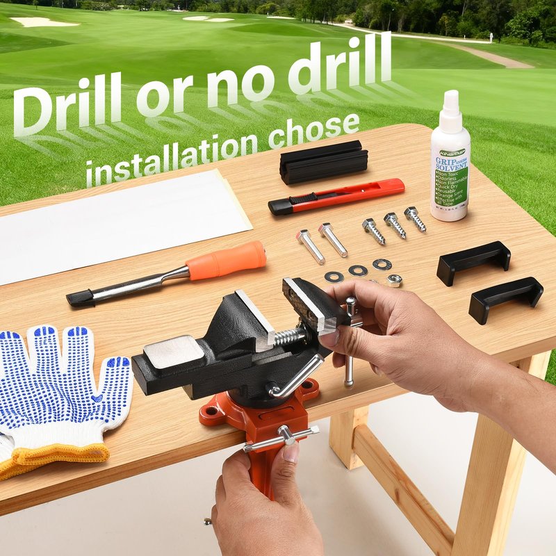 AugFir 2-in-1 Golf Grip Kit for Regripping Golf Clubs, Portable Golf Club Regripping Kit with Golf Grip Solvent, Quick Adjustment Table Vise Rubber Clamp for Golf Grip Removal Tool