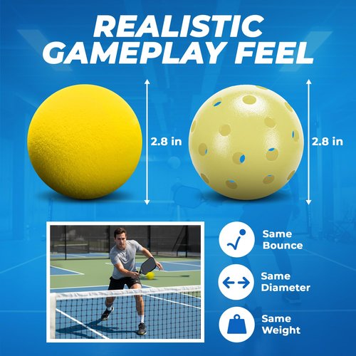 Tourna Whisperball - Quiet Foam Pickleball - 4 Balls per Pack. Train Hard Play Quiet.