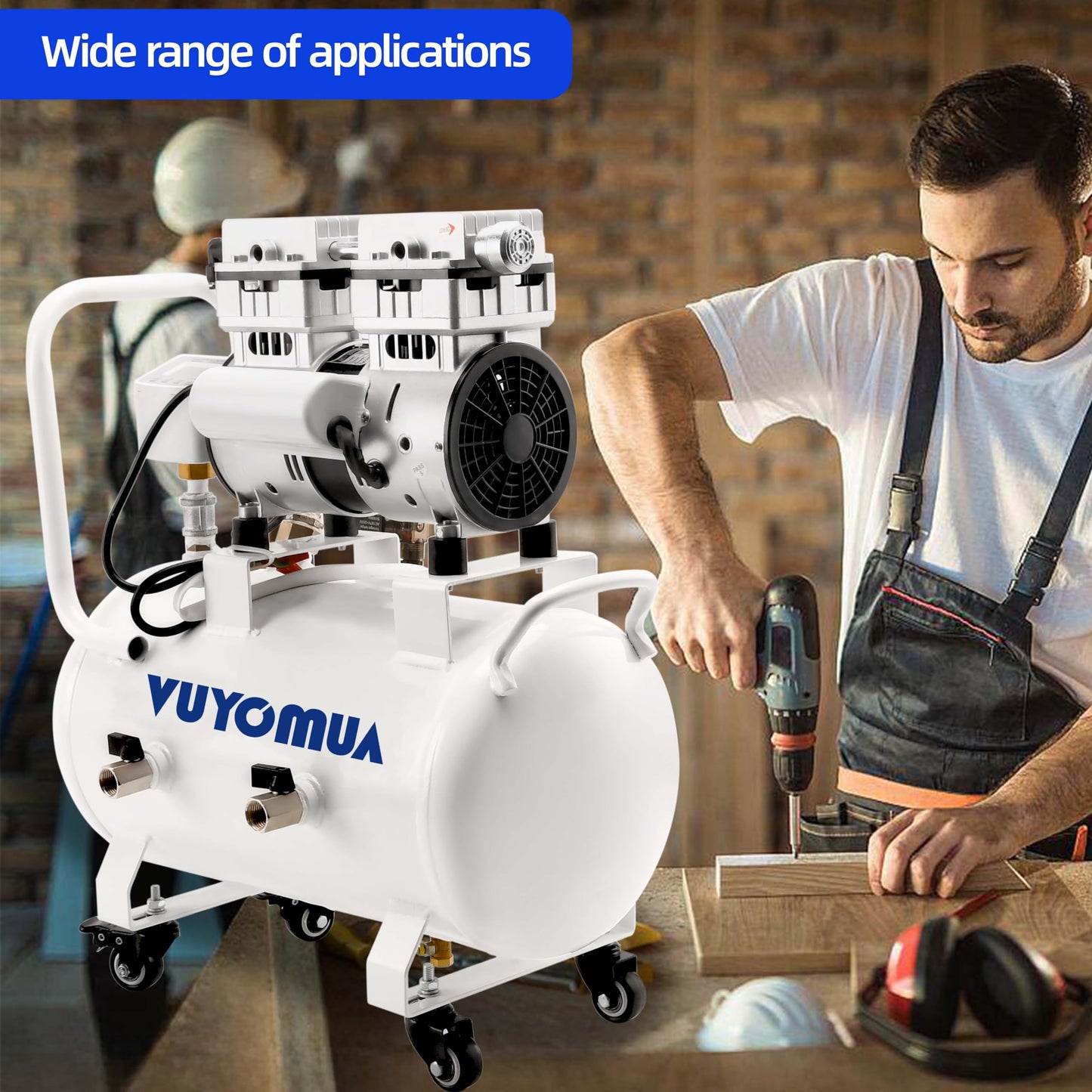 VUYOMUA 5-Gallon Horizontal Portable Storage Air Tank Carbon Steel Reservoir Tank with NPT Port and Rolling Caster (5 Gallon)