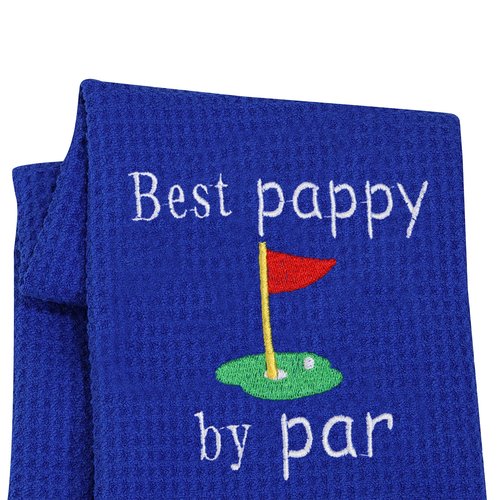 LEVLO Dad Golf Towel Embroidered Golf Towel Gift Golf Father Gift Best Papa/Pops/Grampy/Papaw/Opa by Par Golf Towel with Clip (Best Pappy by par)