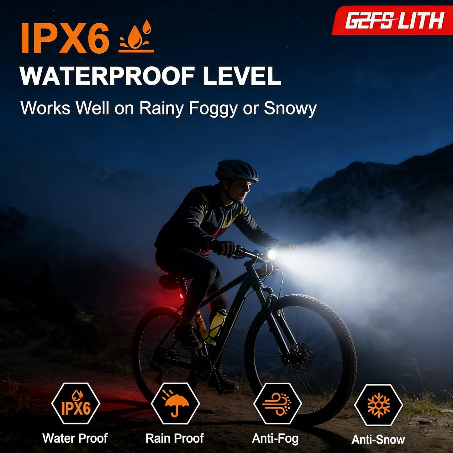 G2FS LITH Bicycle Front & Rear Lights, Type-C Rechargeable LED Bike Light Set, IPX6 Waterproof Flashlight for Night Riding, Safety Headlight Taillight, Kids Girls Children's Bicycle Accessories (Pink)