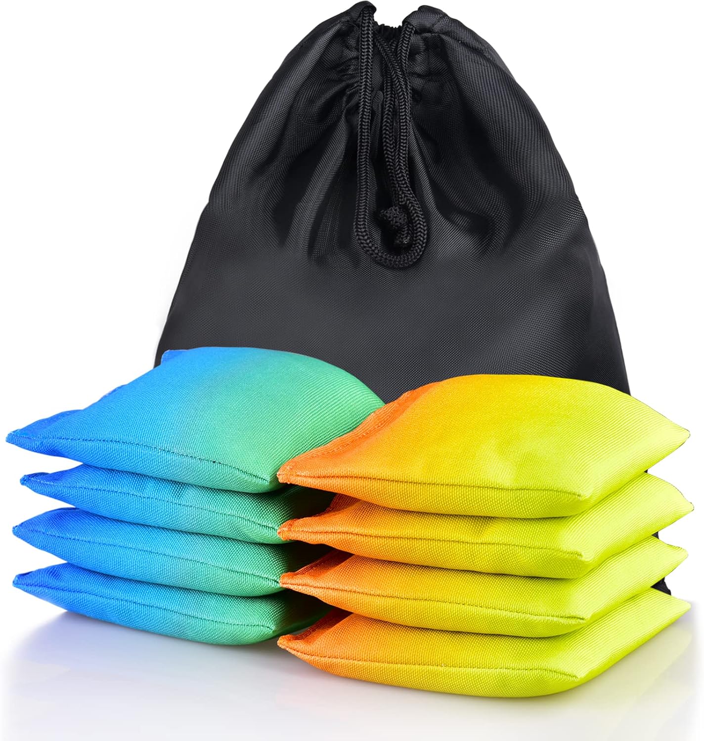 Skiennix Cornhole Bags - Weather Resistant Bean Bags with Gradient Design | Set of 8 for Outdoor Fun
