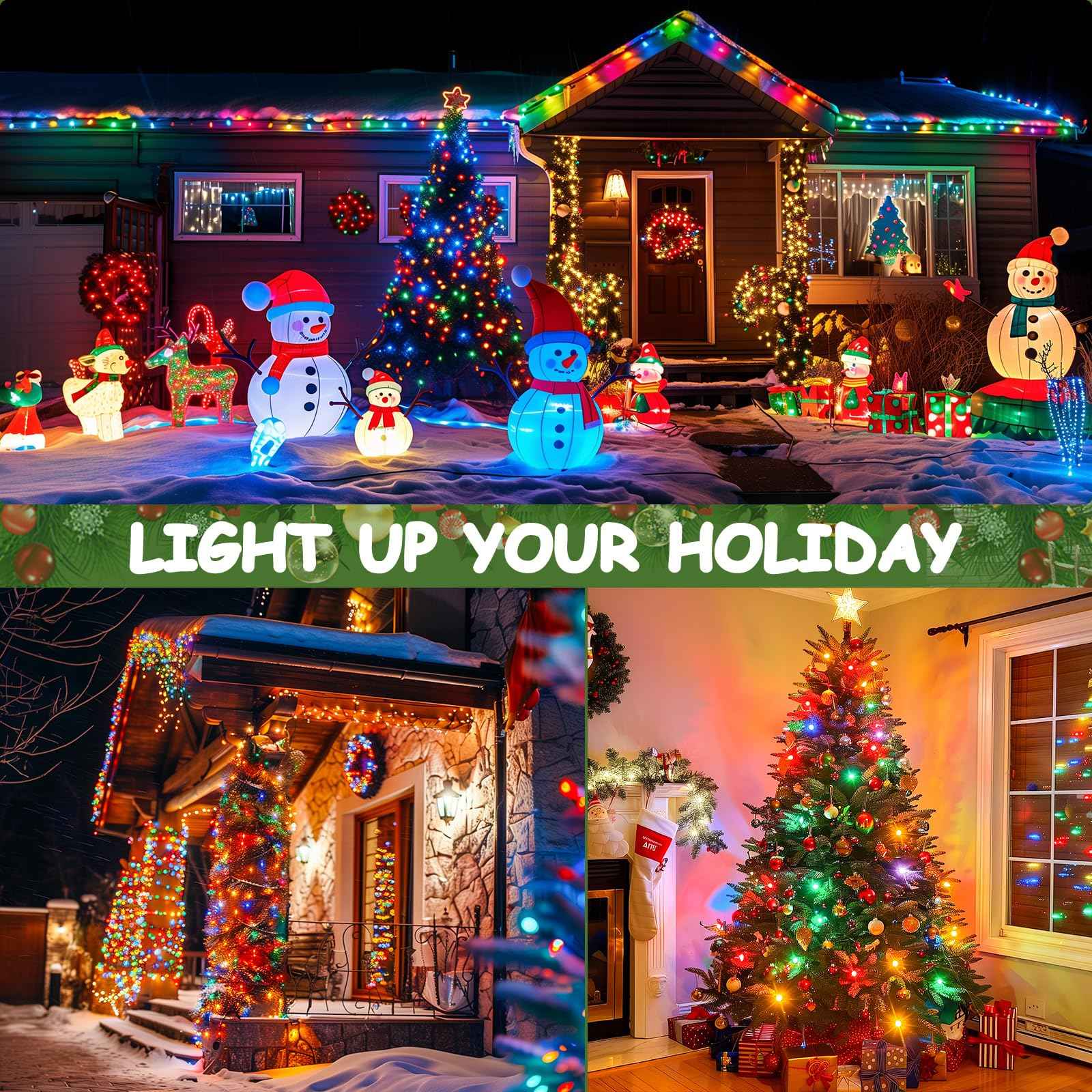 (2 Pack) Total 100 FT C9 Light Strand, Outdoor String Light Christmas Stringer with 100 Sockets for Patio, Intermediate Base (C9/E17) - 12" Spacing, Black Wire, NOTE (Only Use for C9 LED Bulbs)