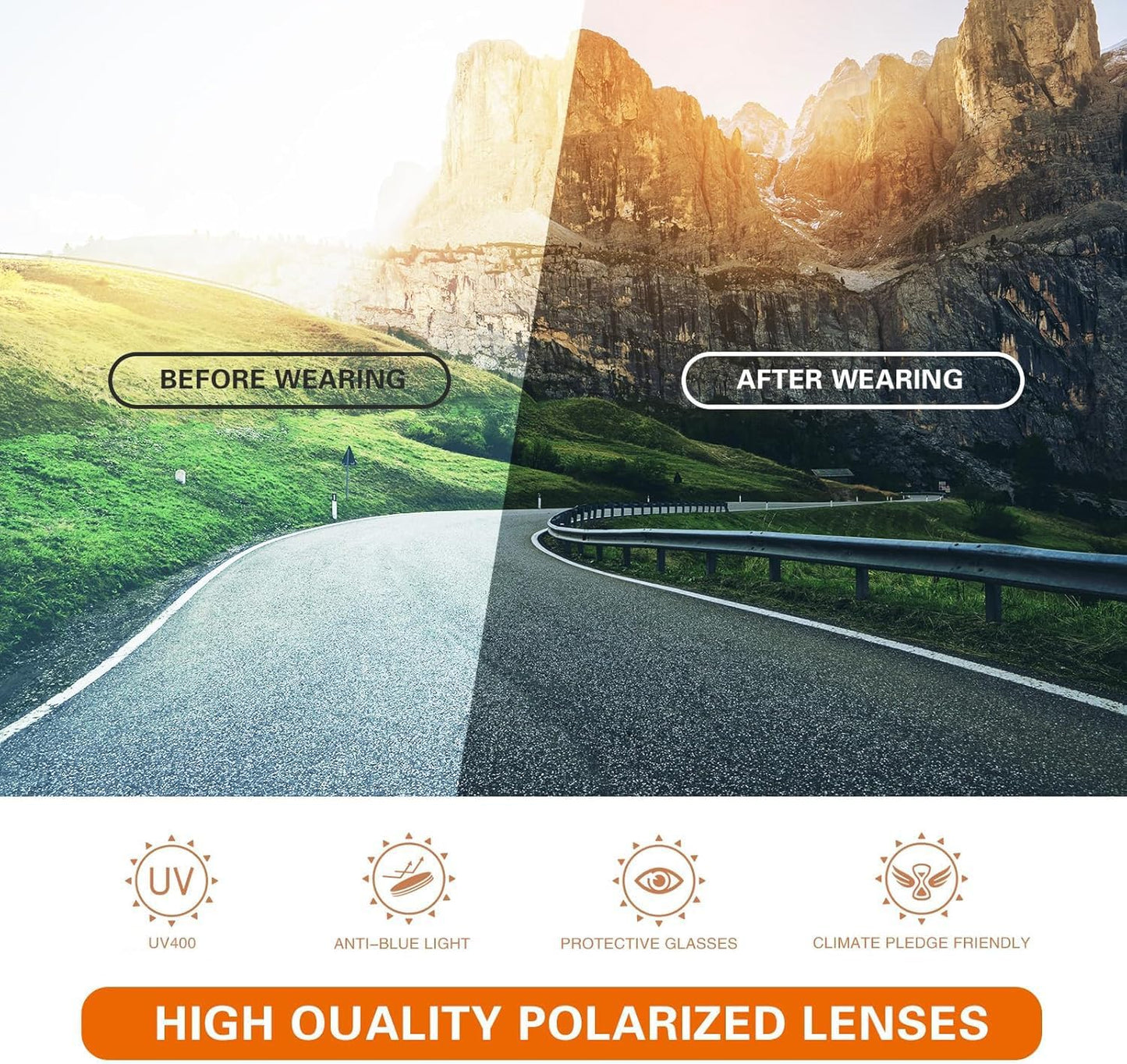Suoso Polarized Sports Sunglasses for Men & Women - UV400 Protection Wrap Around Goggles for Fishing & Driving