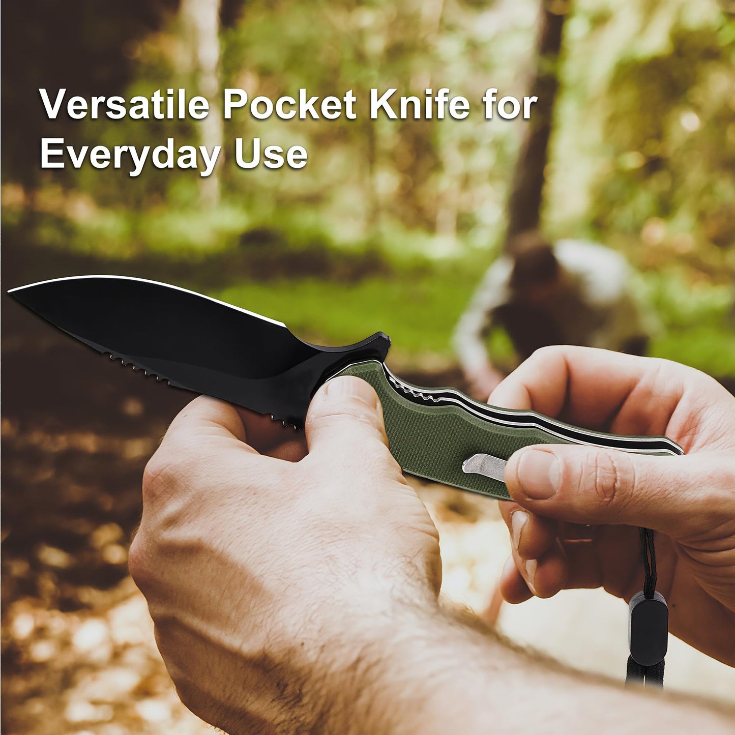 ROMANTICIST Folding Pocket Knife - 3.15" D2 Steel Blade & Non-Slip G10 Handle - Pocket Knife for Camping, Hiking and Outdoor Tasks - EDC Folding Knife with Clip & Lanyard - Unique Gifts for Men Women