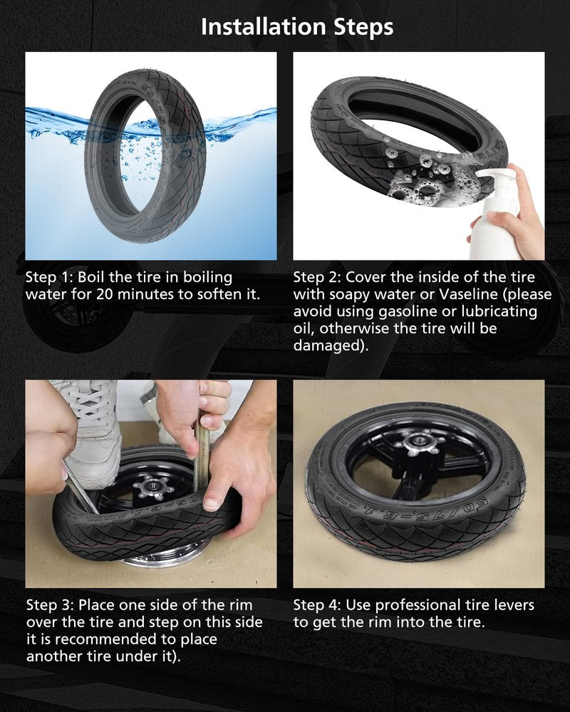 RidTianTek 8.5 inch 50/75-6.1 Self-healing Rubber Tire for Gotrax GXL V2 Hiboy S2 APEX XL Xiaomi M365 Pro Pro2 1S MI3 and 8.5 inch Electric Scooters, 8 1/2x2 Front and Rear Replacement (2 Pcs)