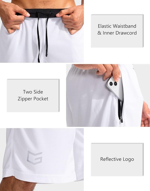 G Gradual Men's Basketball Shorts - Lightweight Quick-Dry 11" Athletic Shorts with Zipper Pockets