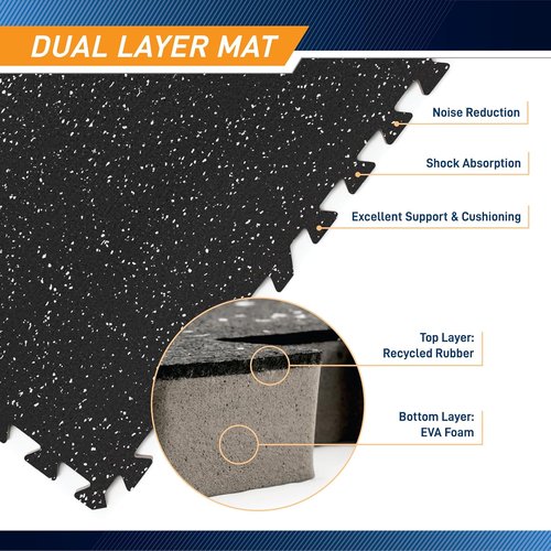 Marcy Interlocking EVA Foam Gym Floor Mat - Dual Density Rubber for Exercise Equipment | MAT-40