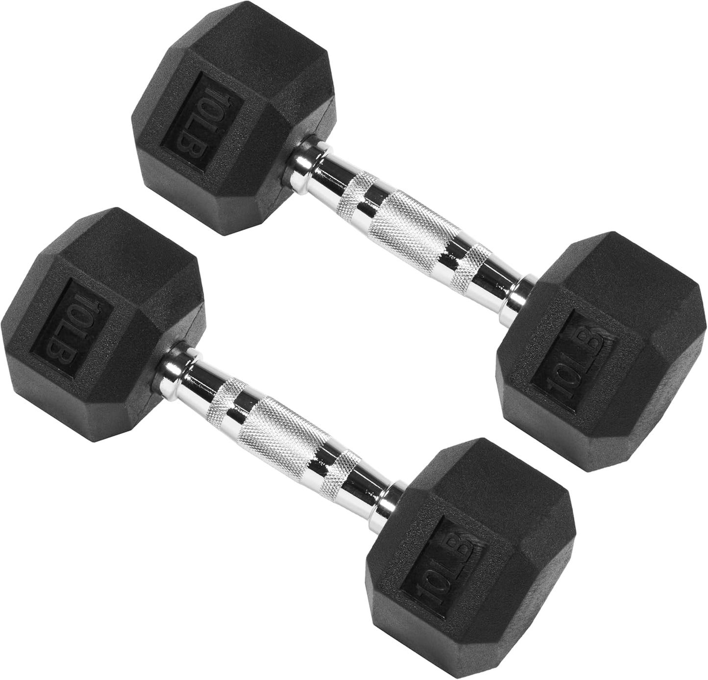 Signature Fitness Hex Dumbbells - Rubber Coated Hand Weights for Home Gym | 5-50 lbs Pairs
