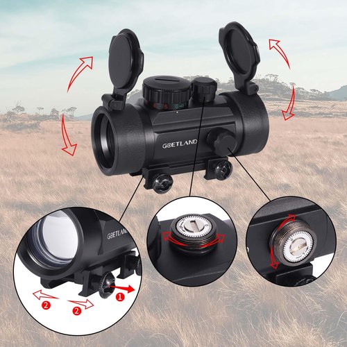 Goetland 1x30mm Red Dot Sight Reflex Sight Scope Green Red Dot Optics SFP Flip up Lens Cap 4 MOA with 20mm Rail Mount
