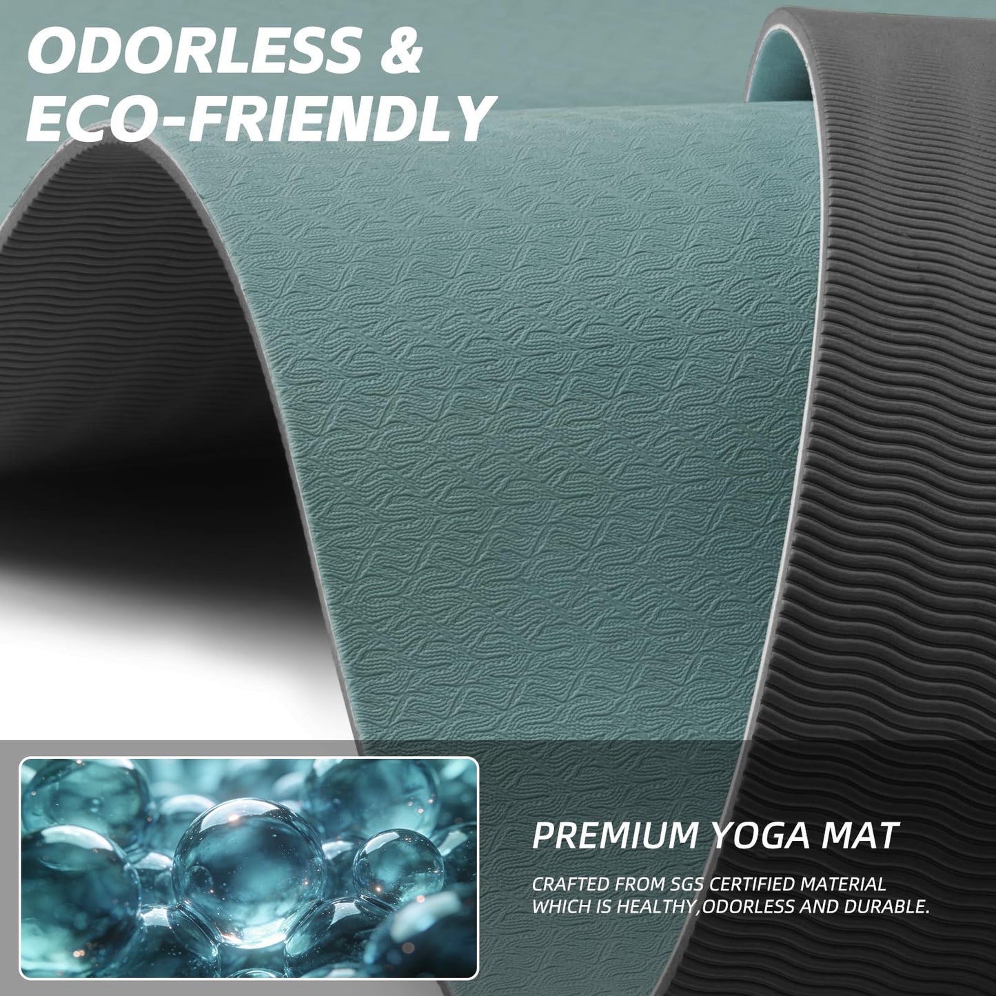 PAIDU Extra Long Wide Yoga Mat 76"x33"x2/5 Inch - Non Slip Thick Exercise Mat for Home Gym, Yoga, Pilates & Workouts (Dark green + Black)