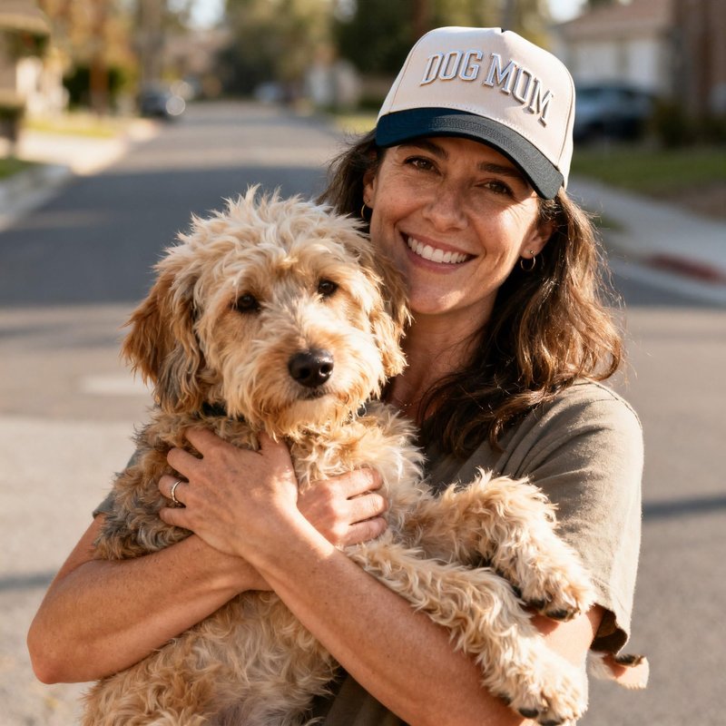 Dog Mom Hat- 3D Embroidered Puppy Mama Hat Adjustable Cotton Baseball Caps for Dog Lovers Black