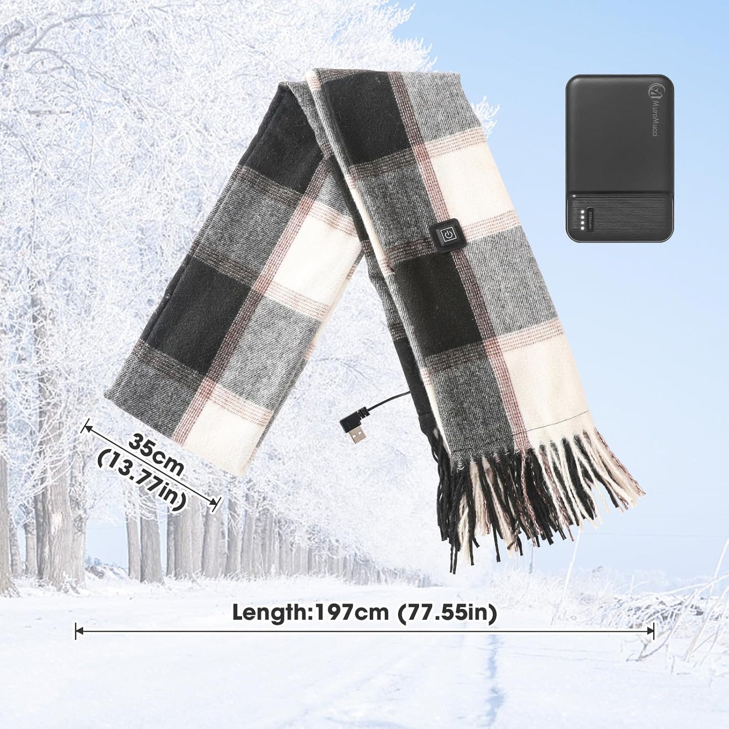 Skiennix Heated Scarf - Rechargeable Neck Warmer for Women & Men | Intelligent Electric Heating, Winter Essential