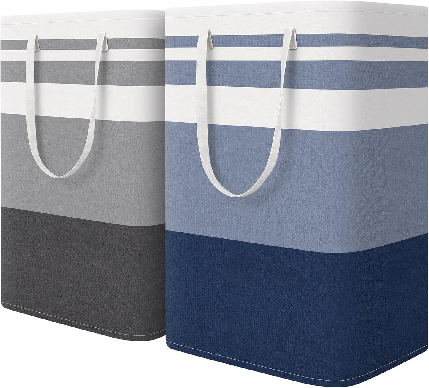 Waterproof 100L Laundry Basket Set - Collapsible Freestanding Hamper with Extended Handles - 2-Pack Gradient Grey for Clothes & Toys