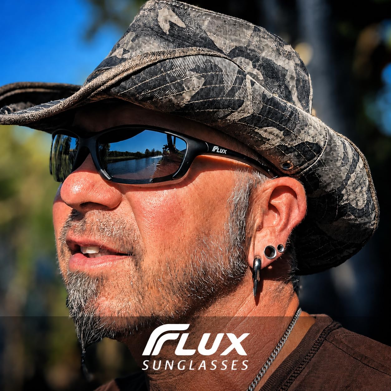 Flux Sportech Polarized Fishing Sunglasses for Men and Women, Anti Glare TR-90 Wrap Frame, UV400, Fly Fishing, Kayak