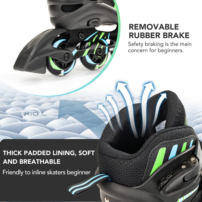METROLLER Adjustable Inline Skates for Girls Boys with Light up Wheels Roller Skates Kids Youth Fun Beginner Blades Youth Ages 5-8 8-12 Adults Outdoor