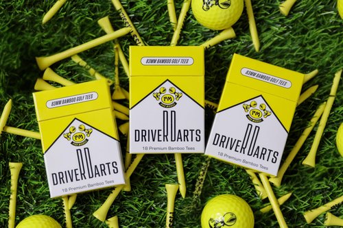 Driver Darts by P*ss Missile, Premium Bamboo Golf Tees | 4-Pack of 18, 83mm (3.25") Wooden Tees | Iconic Packaging and Simple Organization | Funny Golf Accessory for Golfers