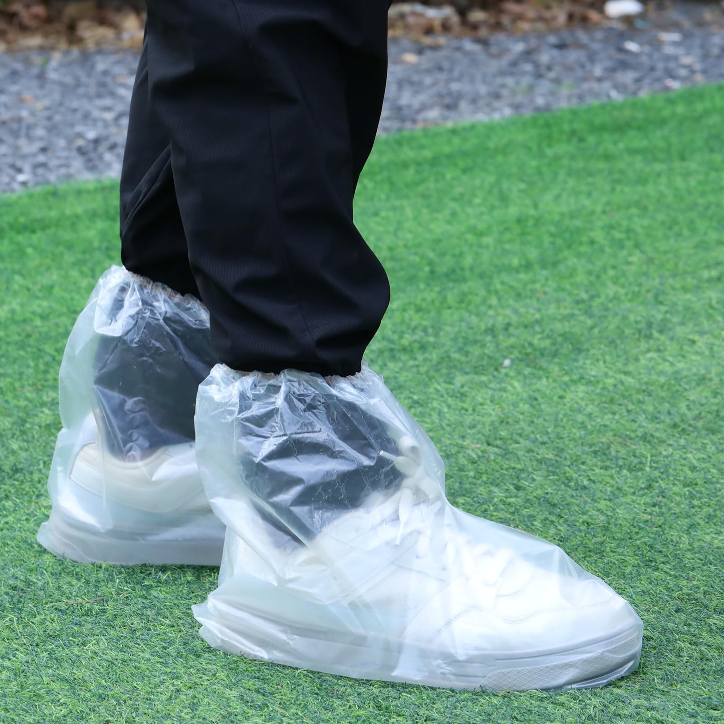 10 Pairs Shoe Covers Boot Covers Disposable Non-Slip Waterproof Shoe Covers, Thickened Waterproof Shoes Covers, Plastic Boot and Shoe Covers for Men and Women (Transparent)