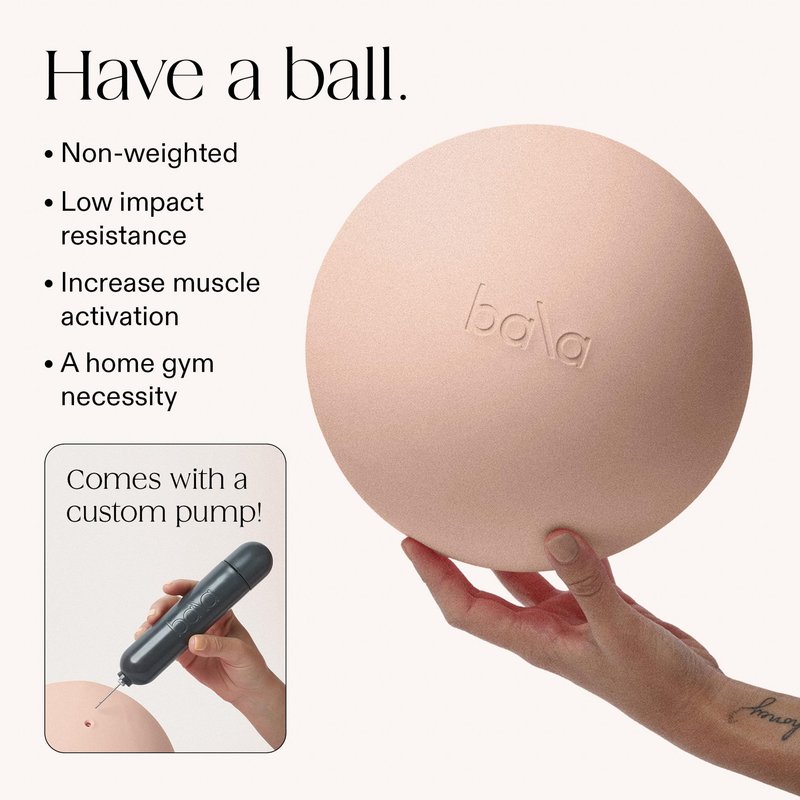 Bala Pilates Ball, Non-Weighted Exercise Ball - Small 8" Yoga Ball for Barre, Stretching, Strength & Core Training - Workout Accessory with Mini Pump for Home Gym & Fitness Routines - 100% PVC
