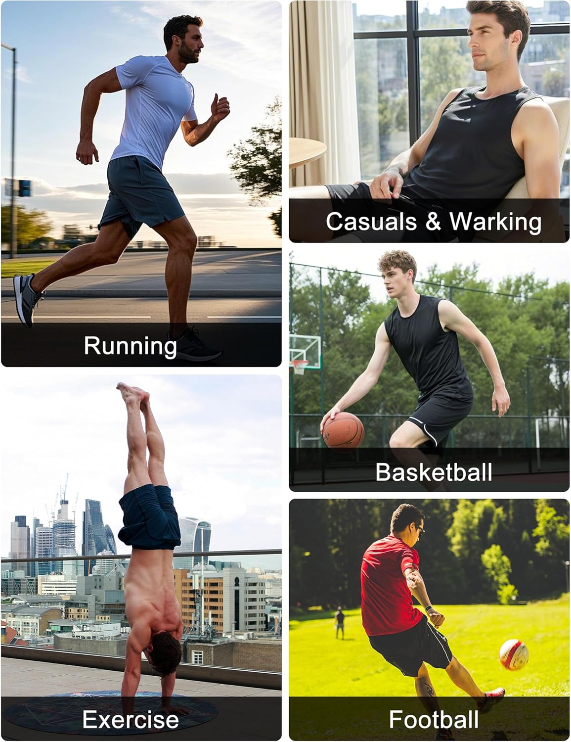 OYGSieg Men's Athletic Basketball Shorts - Quick Dry Mesh Gym Shorts with Pockets | 6 Pack