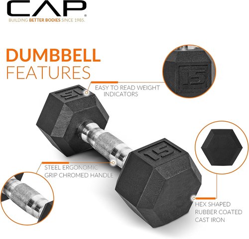 CAP Barbell 150 LB Coated Hex Dumbbell Set - Includes Vertical Rack | Multiple Color Options