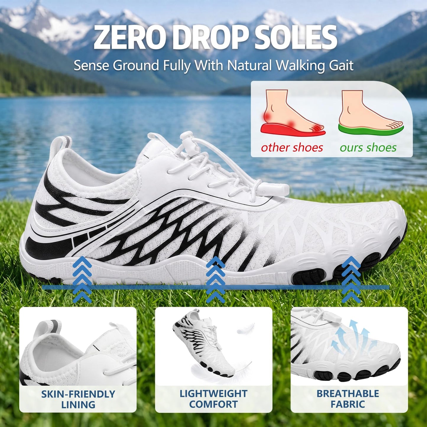ELETON Barefoot Shoes Women Men Hiking Water Shoes Wide Toe Box Zero Drop