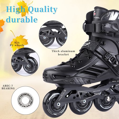 Inline Skates, High Performance Outdoor Fitness Inline Skates for Women Men Adult (Men 11/Women 12, Black 46)