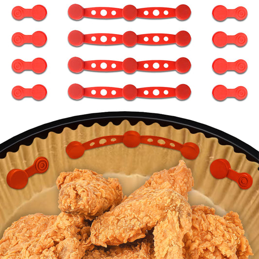 CITYBAN 12PCS Air Fryer Magnets For Parchment Paper，Air Fryer Magnets Silicone Buckle for Holding Down Lock Liners (Red))