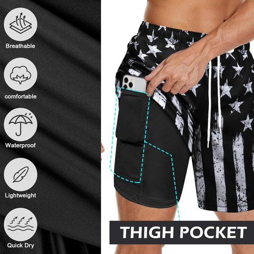 MaciRept Men's Swim Trunks - Quick-Dry Bathing Suits with Compression Liner | Stylish Beach Shorts