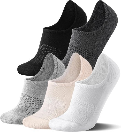FITRELL No Show Socks - Women's Cotton Cushioned Athletic Ankle Socks | Non-Slip, 5-8 Pairs