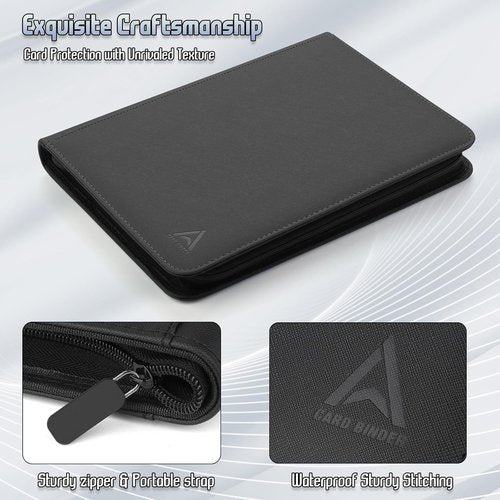 Arkeiliy Card Binder - 9 Pocket Double-Sided Trading Card Holder with 30 Sleeves | Black, Holds 540 MTG Cards