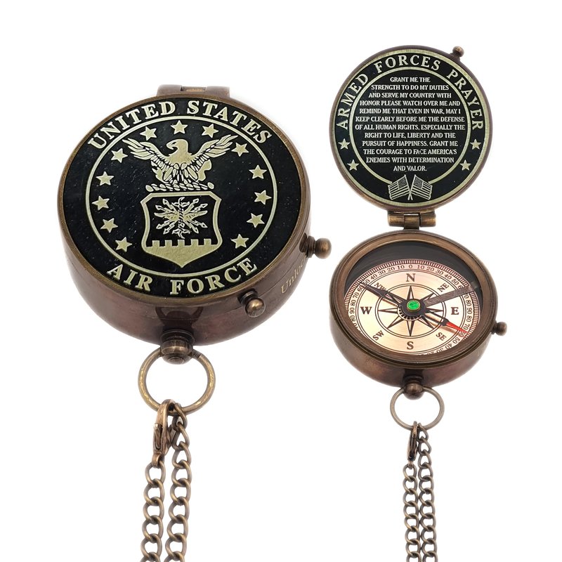 Air Force Gifts, U.S Air Force Military for Men and Women, Great Gifts for Air Force Compass with Leather case, United State Air Force Military Appreciation Gift Retirement Gifts