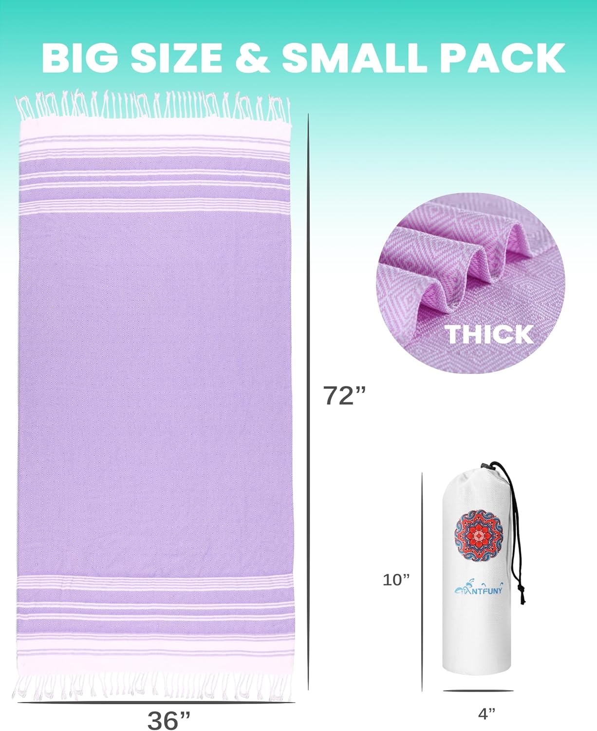 Skiennix Turkish Beach Towels - Quick Dry, Sand-Free, Oversized | Soft Absorbent Stripes - 2 Pack