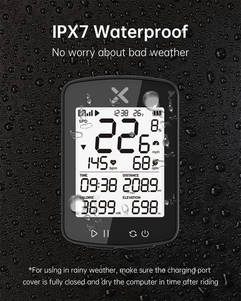 XOSS G+ Gen2 GPS Bike Computer ANT+/ Bluetooth IPX7 Cycling Computer Rechargeable Speedometer Odometer with 2.2 inch LCD Screen, 28 hrs Long Battery Life with Vortex Speed Cadence Sensor-2 Pack