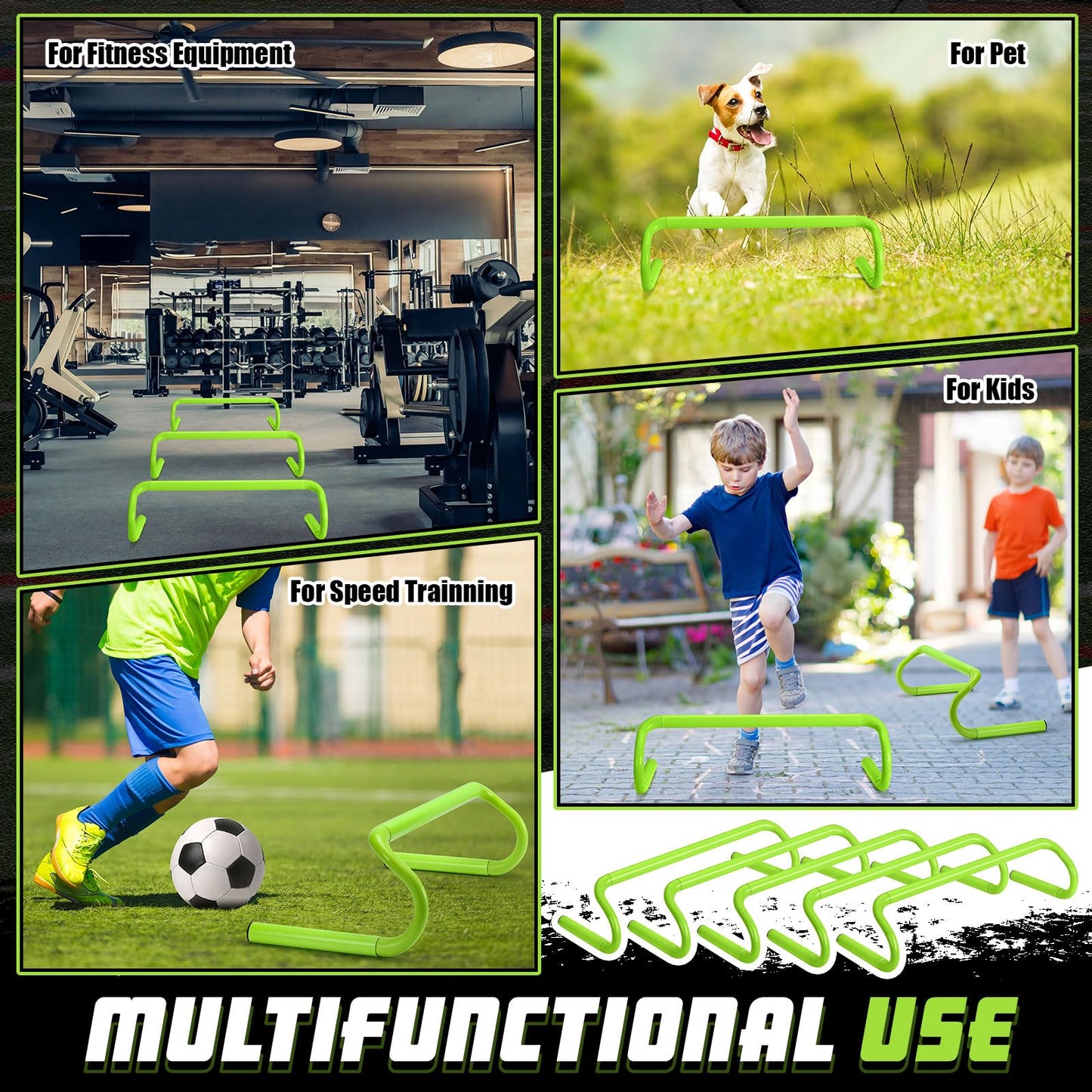 Gemscream 5 Pcs Speed Agility Training Hurdles Detachable Durable Equipment Plyometric and All Purpose Speed Training Hurdle Equipment for Athletes Soccer Basketball(6 Inch,Green)