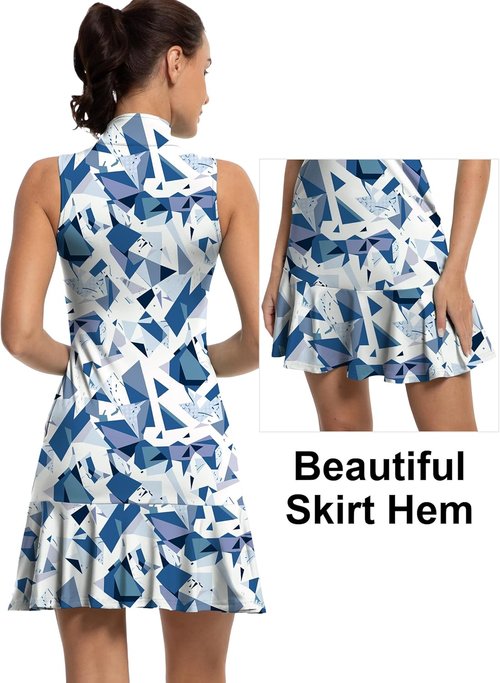 GGOV Tennis Dress - Women's Athletic Golf Dress with Sleeves, Inner Pocket & Zip-Up Collar | Stylish & Functional