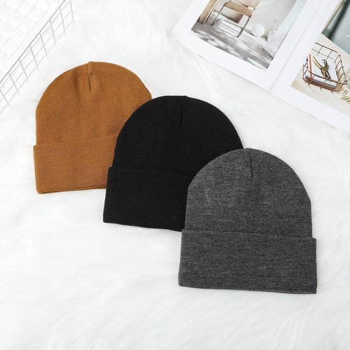 KUIRAN 3 Pack Satin Lined Beanie Hats for Women Men Knit Acrylic Beanie Winter Hat Silk Lining