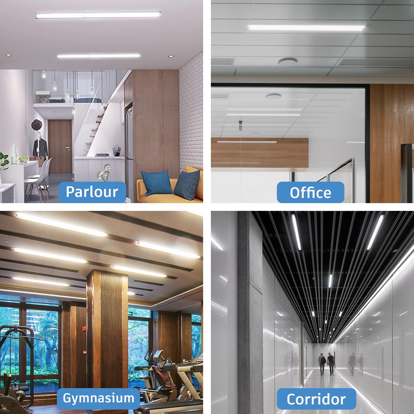 KILIPOL 2FT LED Batten Light, Ceiling Surface Mounted Slim LED Tube Lights, 20W 4000K Neutral White for Office, Shop, Garage, Home, 8 Packs