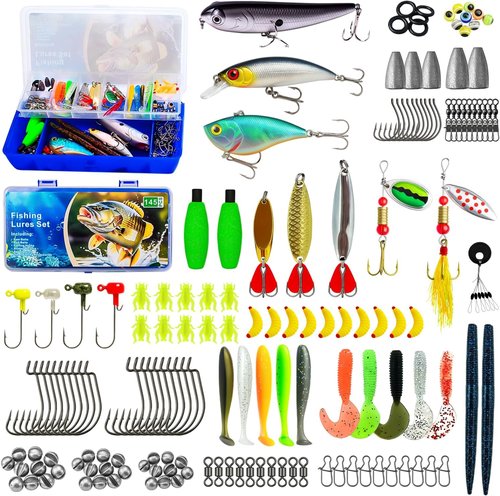 145PCS Fishing Tackle Box Kit - Complete Fishing Gear with Lures, Hooks & Accessories for Freshwater Anglers