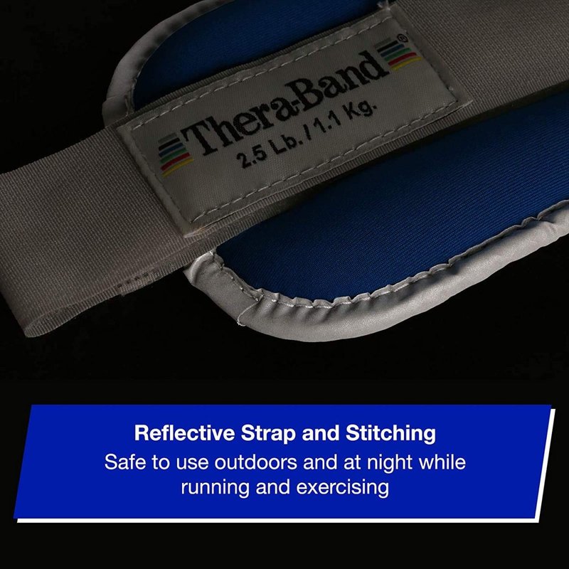 THERABAND Comfort Fit Ankle & Wrist Cuff Wrap Walking Weight Set, Adjustable Wrist and Ankle Weights for Home Workout, Ankle Strengthening & Toning Workouts, Blue, 2.5 lb. Each, Set of 2, 5 Pounds