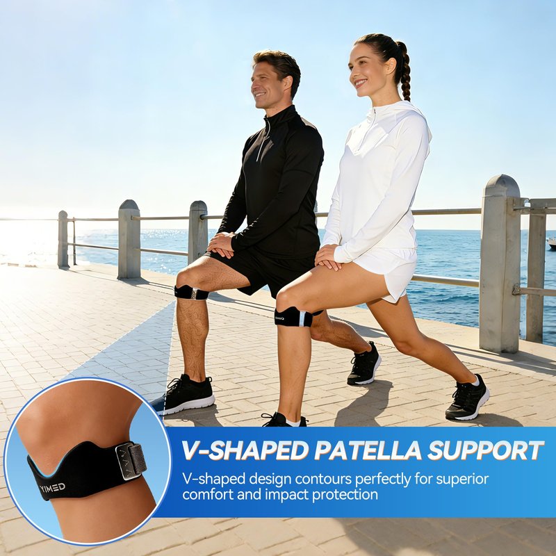 YIMED Silicone Patellar Tendon Support Strap, Adjustable Non-Slip Knee Brace Patella Strap Support, Knee Pain Relief Patella Band for Jumpers Knee, Tendonitis, Basketball, Tennis & Squats, Black