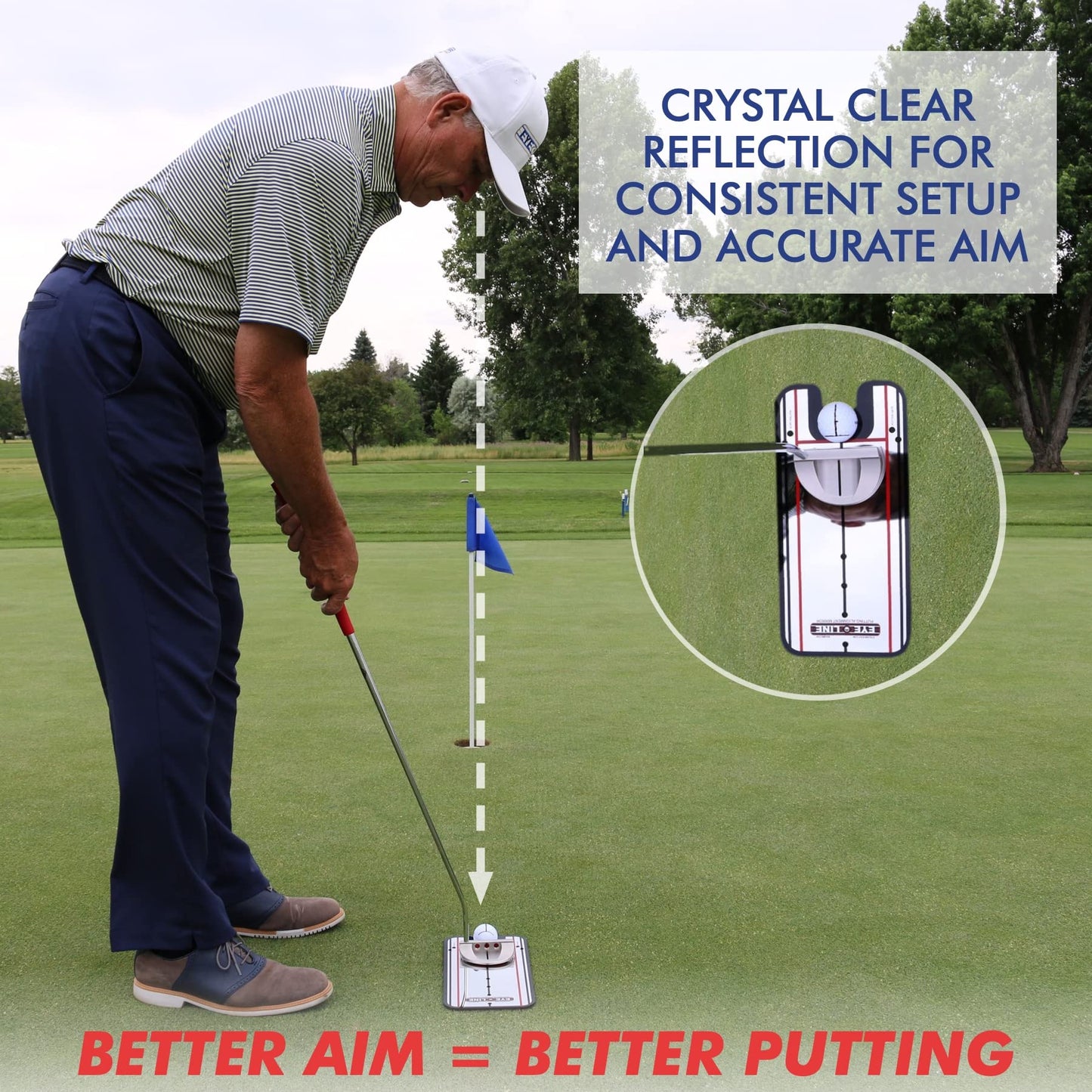 EyeLine Golf Putting Mirror, Alignment Training Aid Used by Tour Pros for Consistent Setup, Check Eyes-Shoulders-Putter Face for Improved Accuracy, Indoor-Outdoor (Putting Alignment Miror)